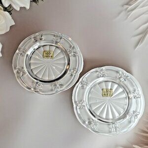 Set Of 2 Lenox Butterfly Meadow 8” Salad Plate Clear Glass Scalloped Edge NWT